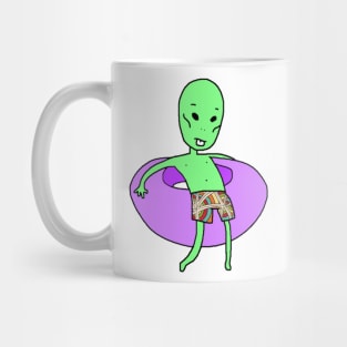 Alien in a pool donut Mug